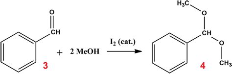 Iodine-catalyzed acetalization of benzaldehyde reaction | Download ...