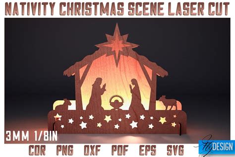 Nativity Christmas Scene Laser Cut SVG | Nativity Laser Cut SVG Design By Fly Design | TheHungryJPEG