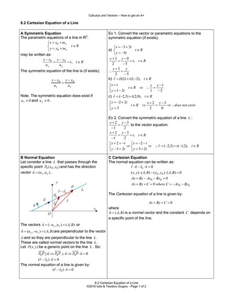 8.2 Cartesian Equation of a Line