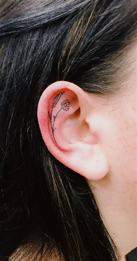 Leaf Tattoo Ideas Inside The Ear Ear Tattoo Ideas For Woman Tiny Ear