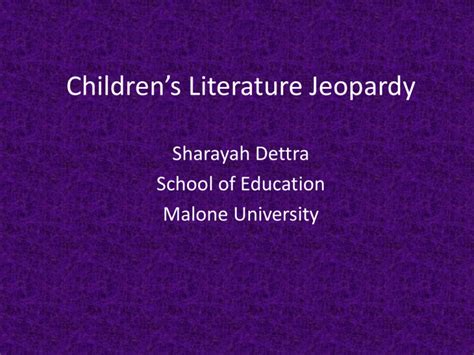 Children`s Literature Jeopardy