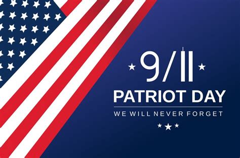 Patriot Day 9/11 USA greeting card, September 11. We will Never forget. Vector — RISMedia