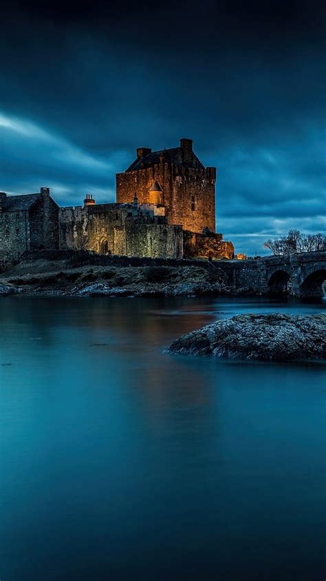 Eilean Donan Castle, Scotland, Night, Lake IPhone 8 7 6 6S , Background, ,, Scottish HD phone ...