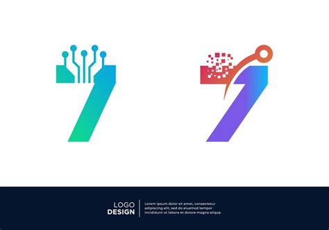 Premium Vector | Artificial intelligence number 7 logo design