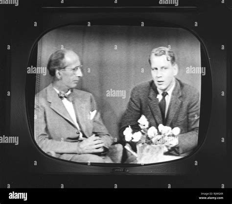 Television in the 1950s. A typical black and white tv screen photographed when a broadcast is on ...