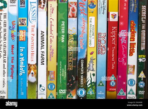 row of children's DVDs Stock Photo - Alamy