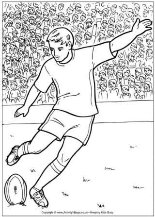 Rugby Colouring Pages | Rugby players, Rugby art, Rugby drawing