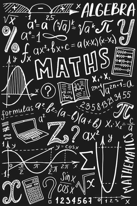 Maths symbols icon set. Algebra or mathematics subject doodle design ...