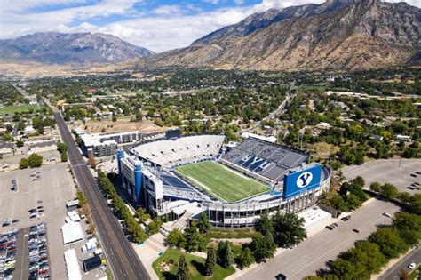 Brigham Young University S Lavell Edwards Stadium at Base of Wasatch ...