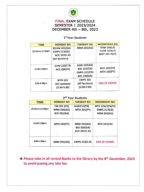 Exam Schedule | PDF