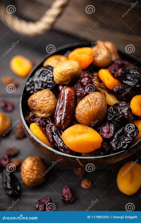 A mix of dried fruit stock image. Image of natural, brown - 117885355