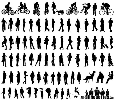 Free Vector Silhouettes of People Standing, Sitting, Walking Free Vector Download | FreeImages