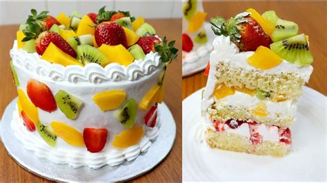 How To Make Fruits Fresh Cream Cake Recipe | Soft Vanilla Sponge Cake | Fresh Fruit Cake - YouTube