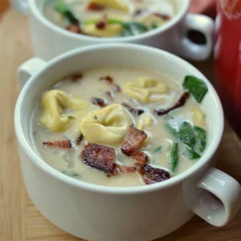 Creamy Bacon Spinach Tortellini Soup | Small Town Woman