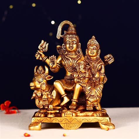 buy this Brass shiva family statue height 9 inch - devsabha