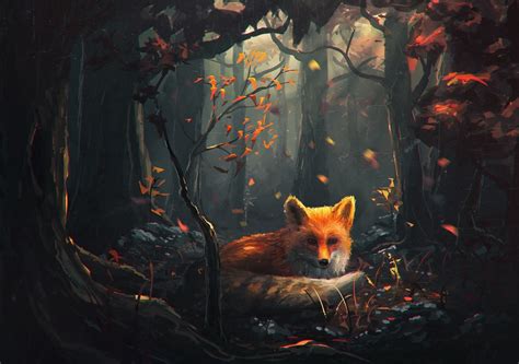 Sylar, Fox, Forest, Fall, Fantasy art, Animals Wallpapers HD / Desktop ...