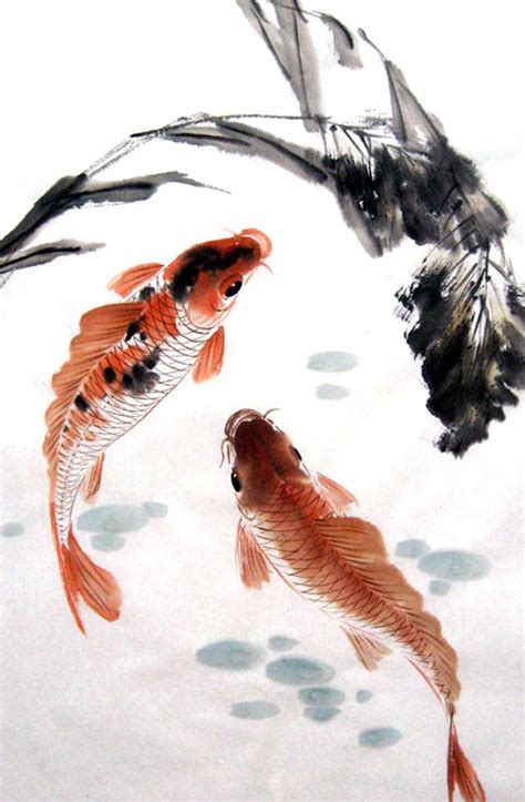 Chinese Koi Fish Painting 0 2805012, 69cm x 46cm(27〃 x 18〃)