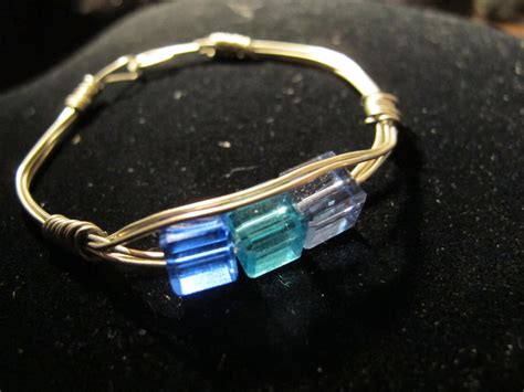 Naomi's Designs: Handmade Wire Jewelry: Silver wire wrapped bracelet with blue and turquoise ...