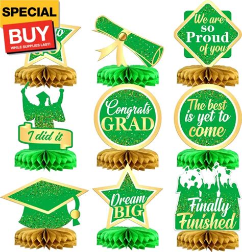 , GRADUATION CENTERPIECES for Tables 2023 Green - Shiny, Pack of Green ...