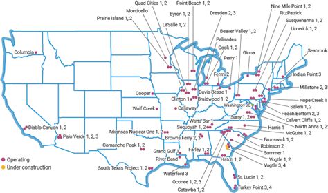 Nuclear Power Reactors Operating in the US: Map | TopForeignStocks.com