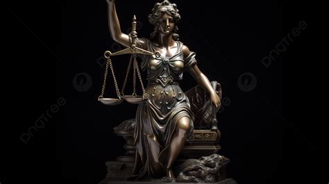 Justice Statue With Scales On A Black Background, Lady Of Justice ...