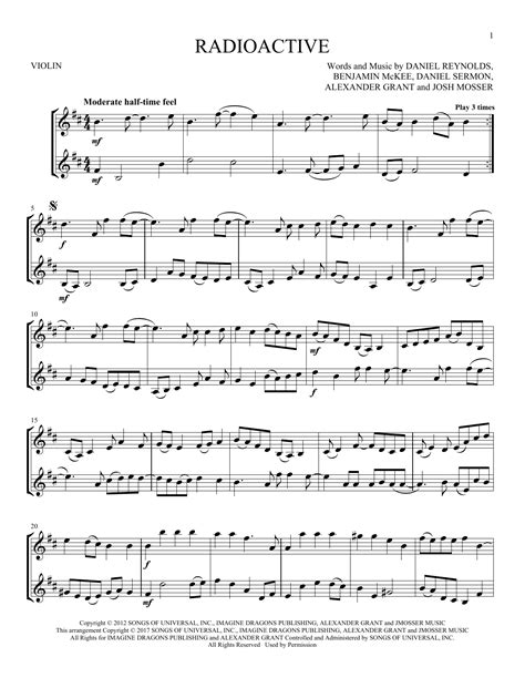 Imagine Dragons "Radioactive" Sheet Music Notes, Chords | Piano ...