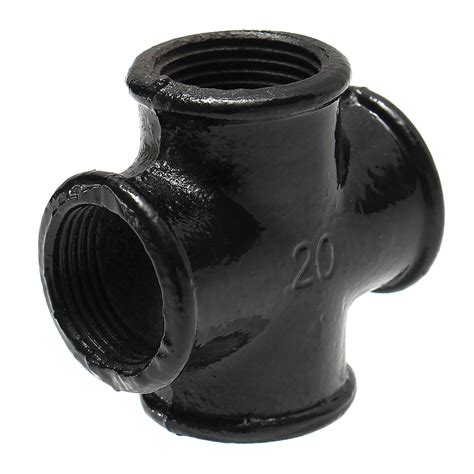 3/4 Inch Black Iron Pipe Threaded Cross Fitting Plumbing Malleable Cross Pipes Fittings ...