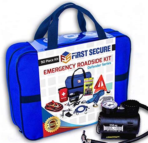 First Secure 90 Piece Roadside Emergency Car, Truck and RV Kit with ...