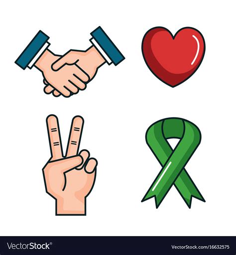 Symbols peace for international day icons Vector Image