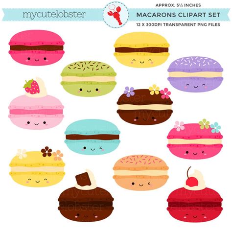 Happy Macarons Clipart Set cute macarons kawaii macarons | Etsy