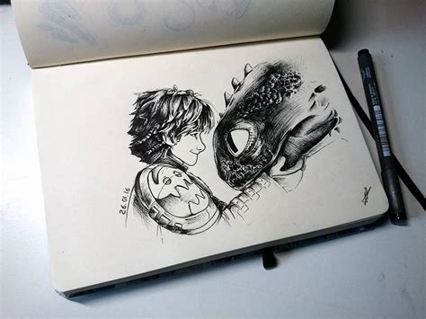 Drawing Hiccup and Toothless - How to Train your Dragon 2 by NirmtwarKs | OurArtCorner