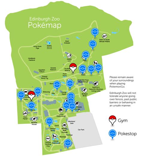 Edinburgh Zoo has a map of Pokéstops and gyms within the park : r/gaming