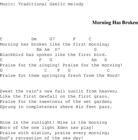 Morning Has Broken Hymn Lyrics Uk - LyricsWalls