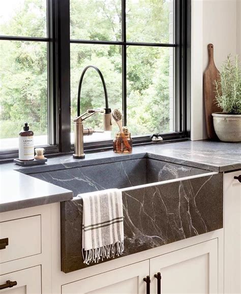 soapstone sink | Kitchen marble, White farmhouse kitchens, Kitchen sink design