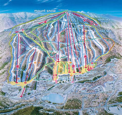 Mount Snow Ski Trail Map - main face - Mt Snow Vermont • mappery