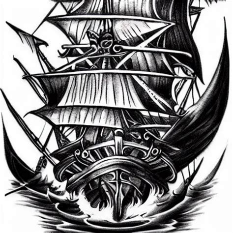 Pirate Ship Tattoo Drawing