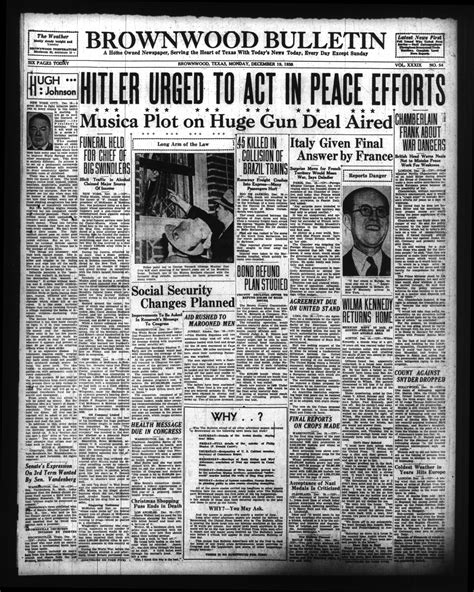 Brownwood Bulletin (Brownwood, Tex.), Vol. 39, No. 54, Ed. 1 Monday, December 19, 1938 - The ...