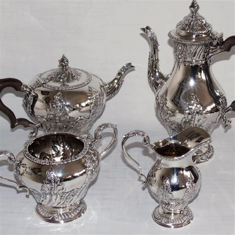 4 Piece Silver Tea Set - Antique Silver - Hemswell Antique Centres