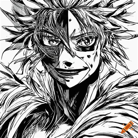 Ink drawing of anime characters, bold thick lines, vector art , digital ...