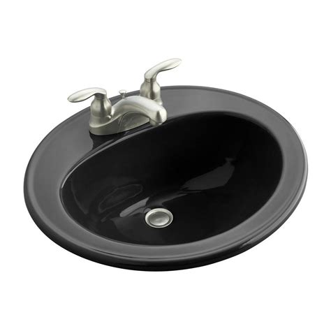 KOHLER Pennington Drop-In Vitreous China Bathroom Sink in Black Black ...