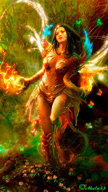 FIRE_FLAMES Gif Fantasy Girl, Fantasy Art Women, Dark Fantasy, Beautiful Fairies, Beautiful Gif ...