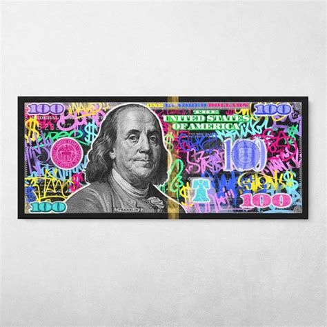 Graffiti Ben Franklin $100 Dollar Bill Pop Art Money Wall Art | Pop art canvas, Pop art, Canvas art