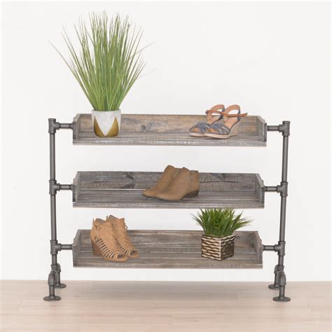 Industrial Pipe and Wood Shoe Rack Shoe Organizer Free - Etsy