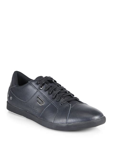 DIESEL Leather Lace-up Sneakers in Black for Men - Lyst