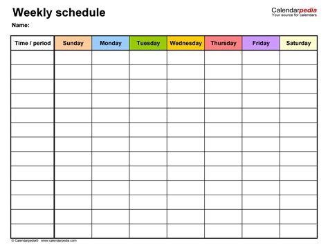 Excel Weekly Calendar Template - Customize and Print