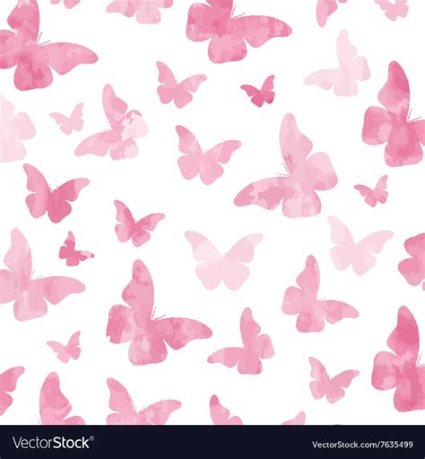 Seamless watercolor pink butterflies pattern Vector Image