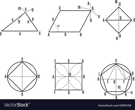 Mathematical with geometrical figures and plots Vector Image