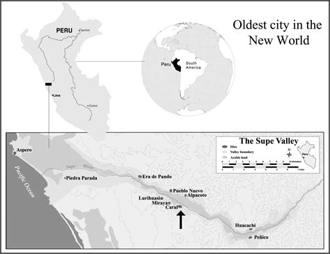 Maps of Caral, Peru