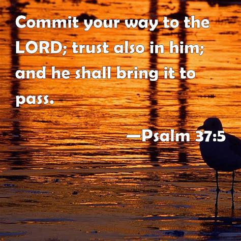 Psalm 37:5 Commit your way to the LORD; trust also in him; and he shall bring it to pass.