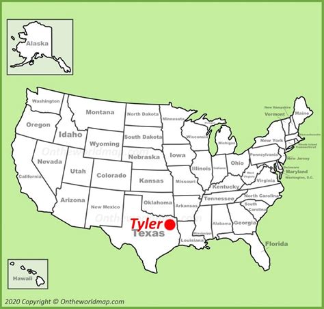 Tyler location on the U.S. Map